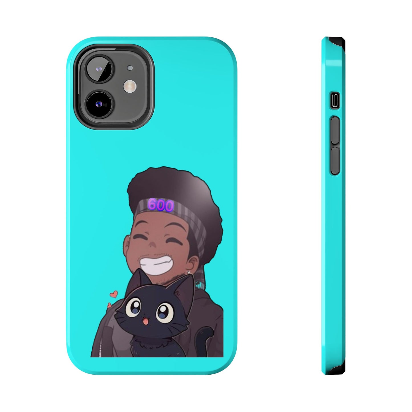 Black Cat Case (cyan)
