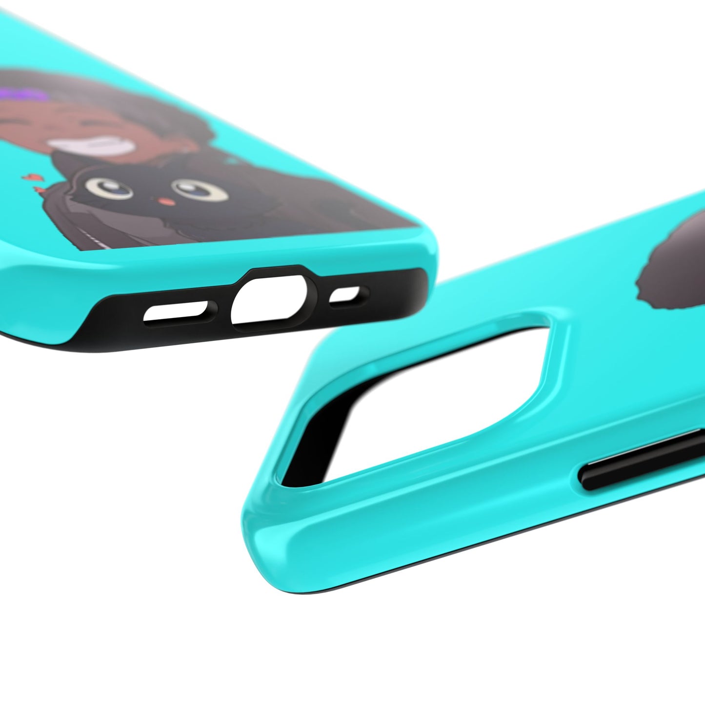 Black Cat Case (cyan)