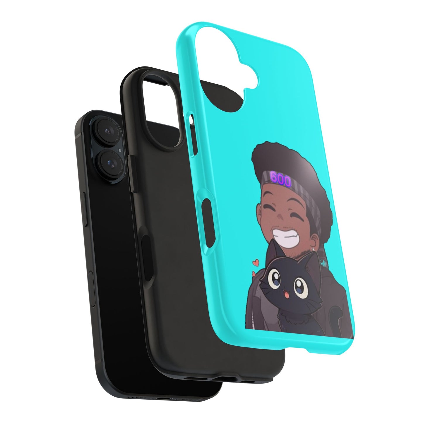 Black Cat Case (cyan)