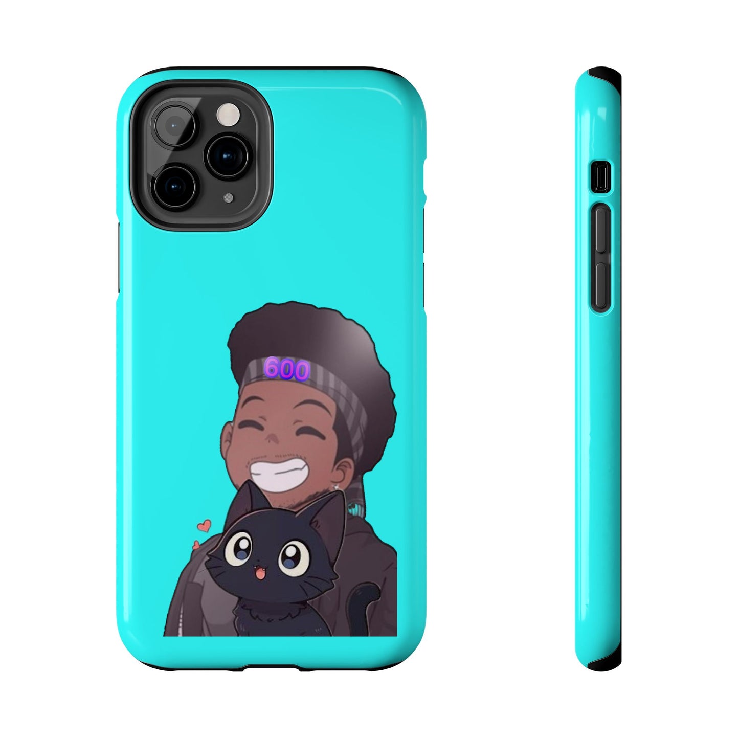 Black Cat Case (cyan)