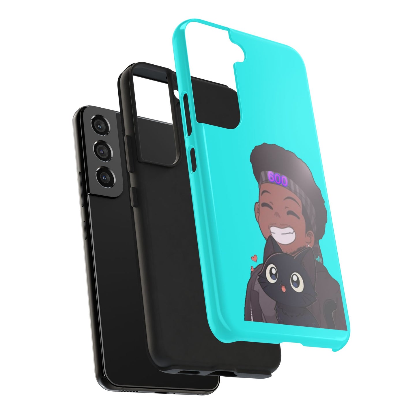 Black Cat Case (cyan)