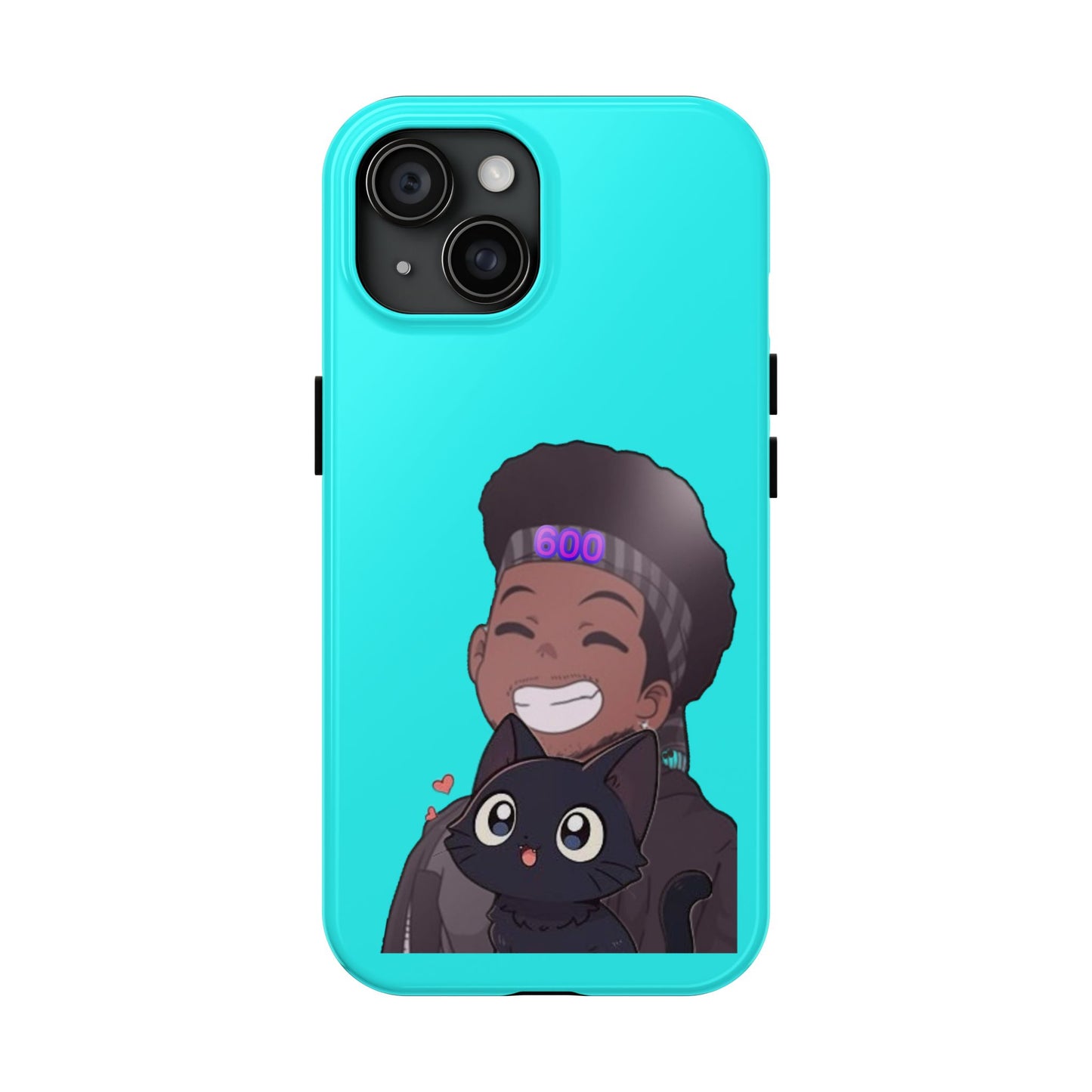 Black Cat Case (cyan)
