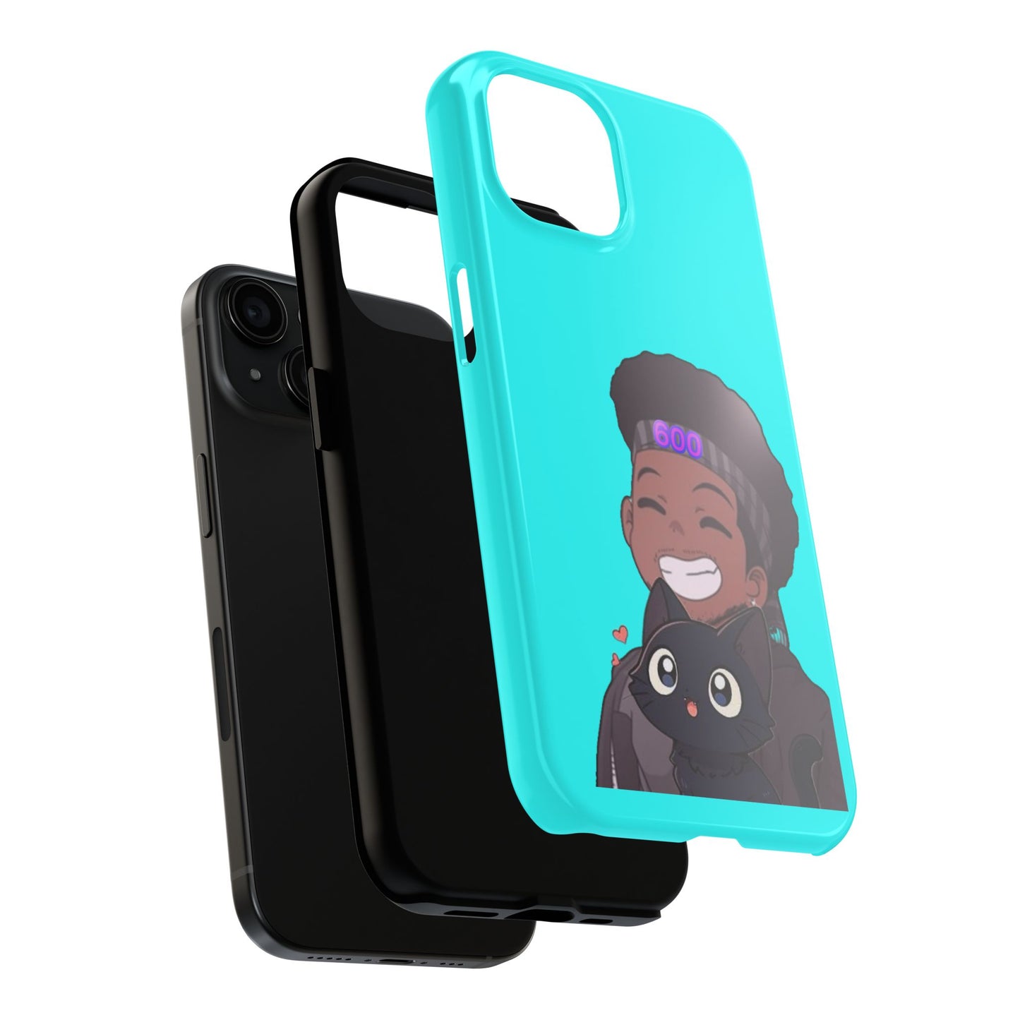 Black Cat Case (cyan)