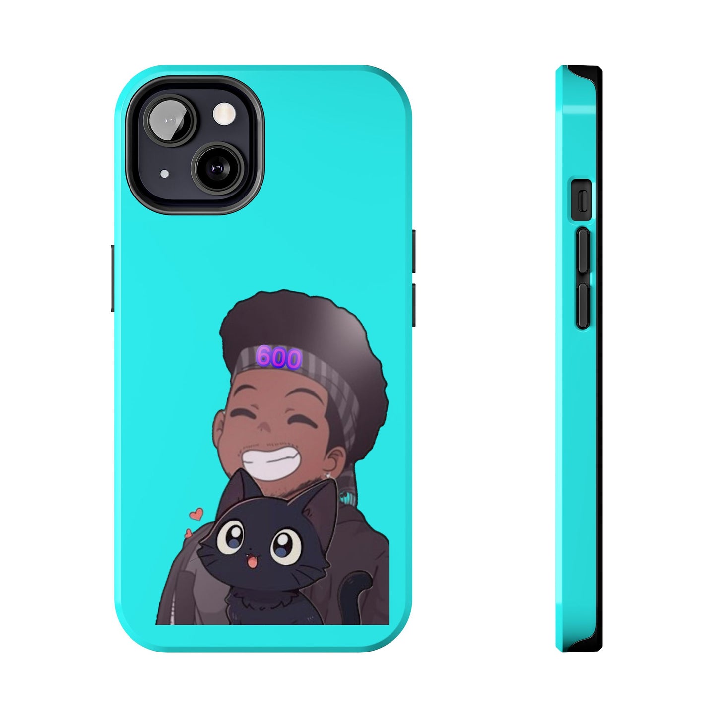 Black Cat Case (cyan)