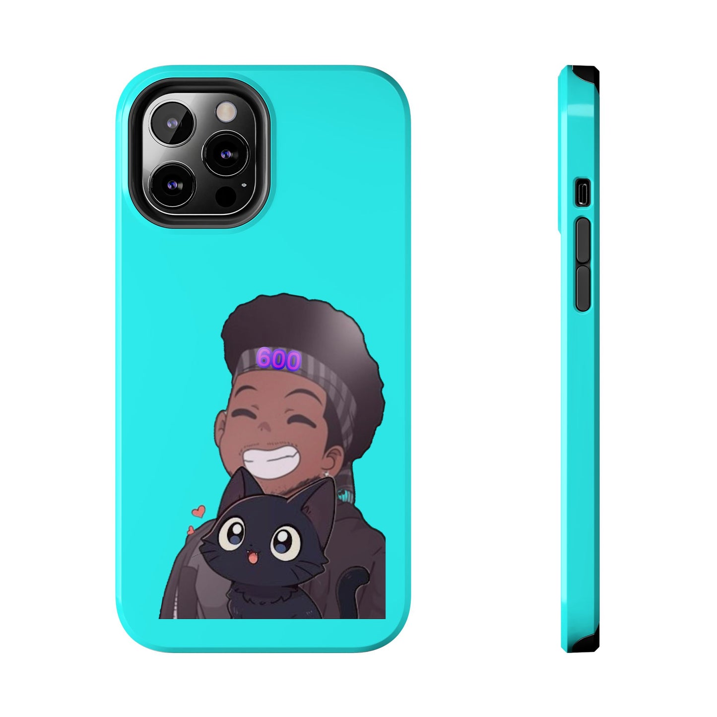 Black Cat Case (cyan)