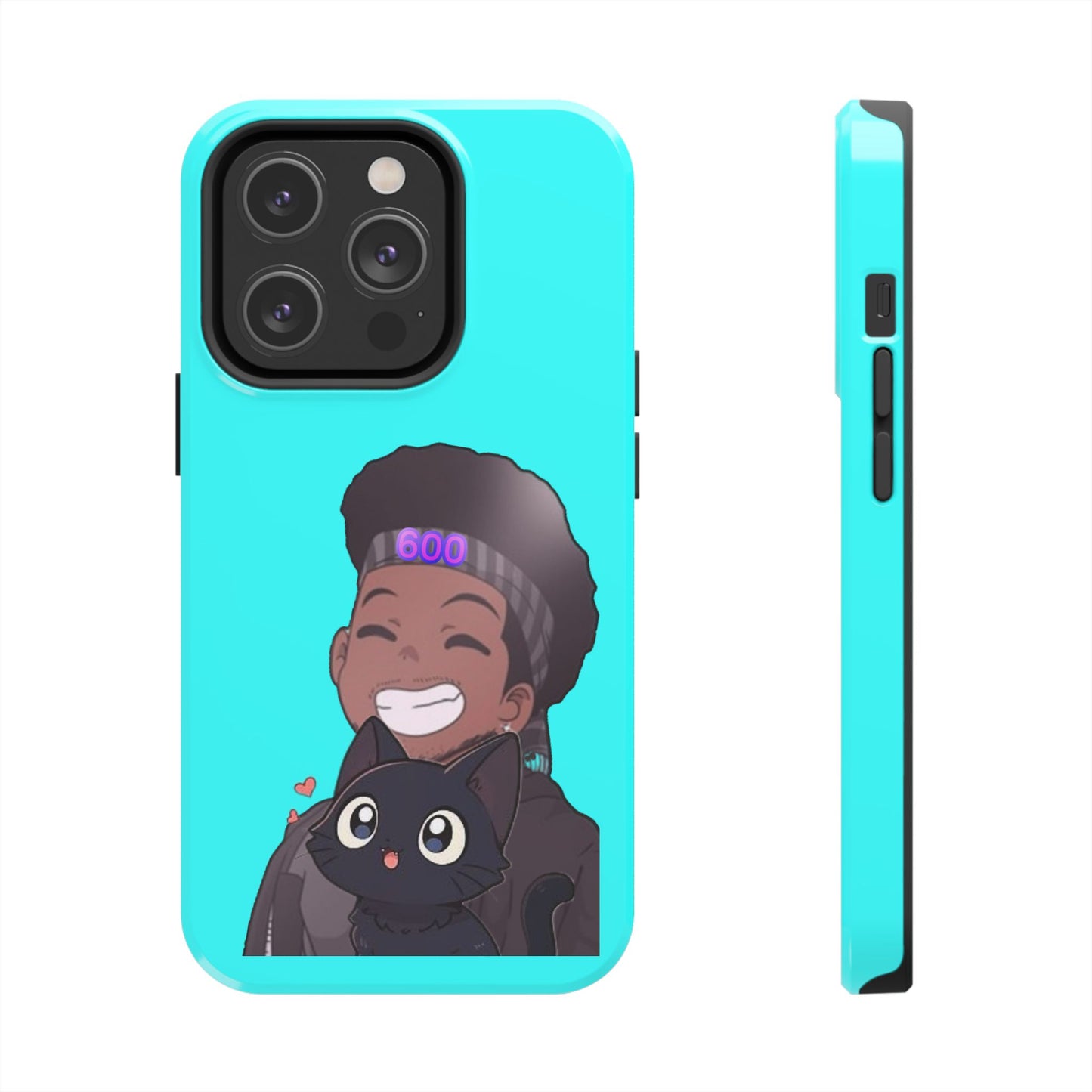 Black Cat Case (cyan)