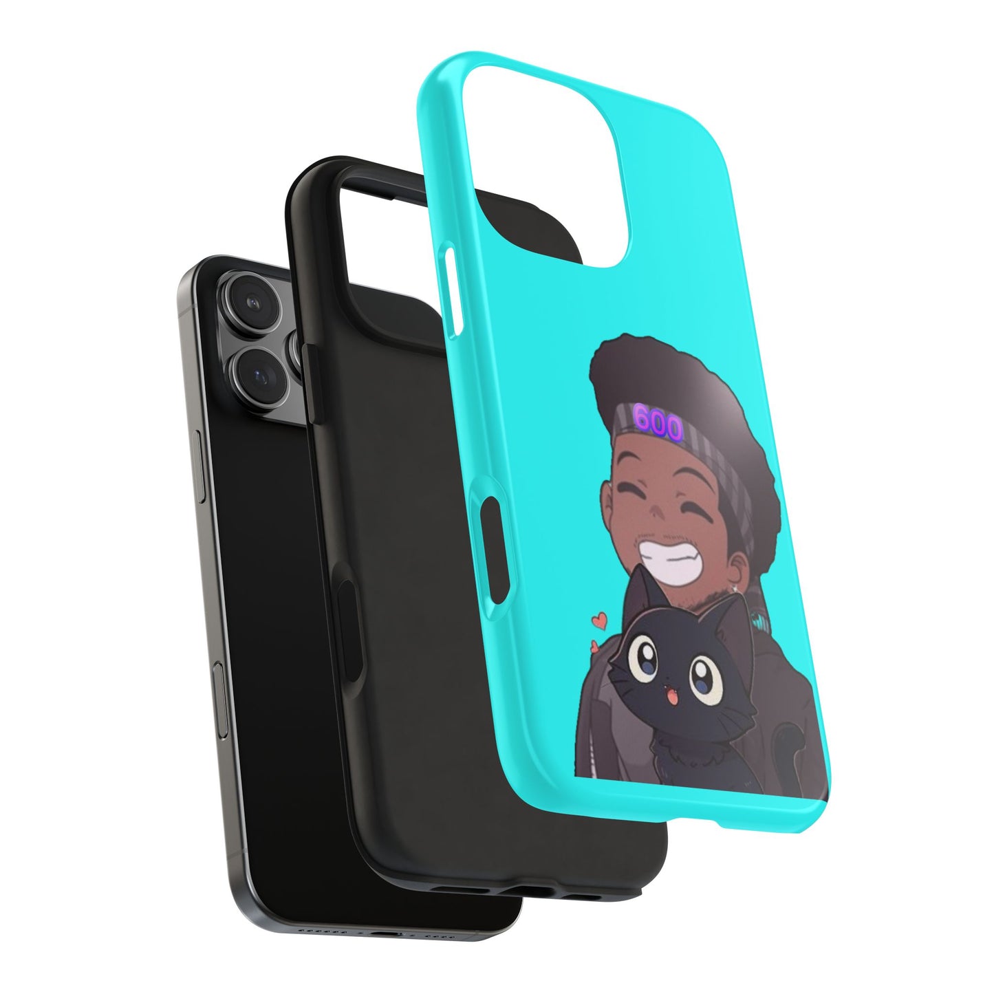 Black Cat Case (cyan)