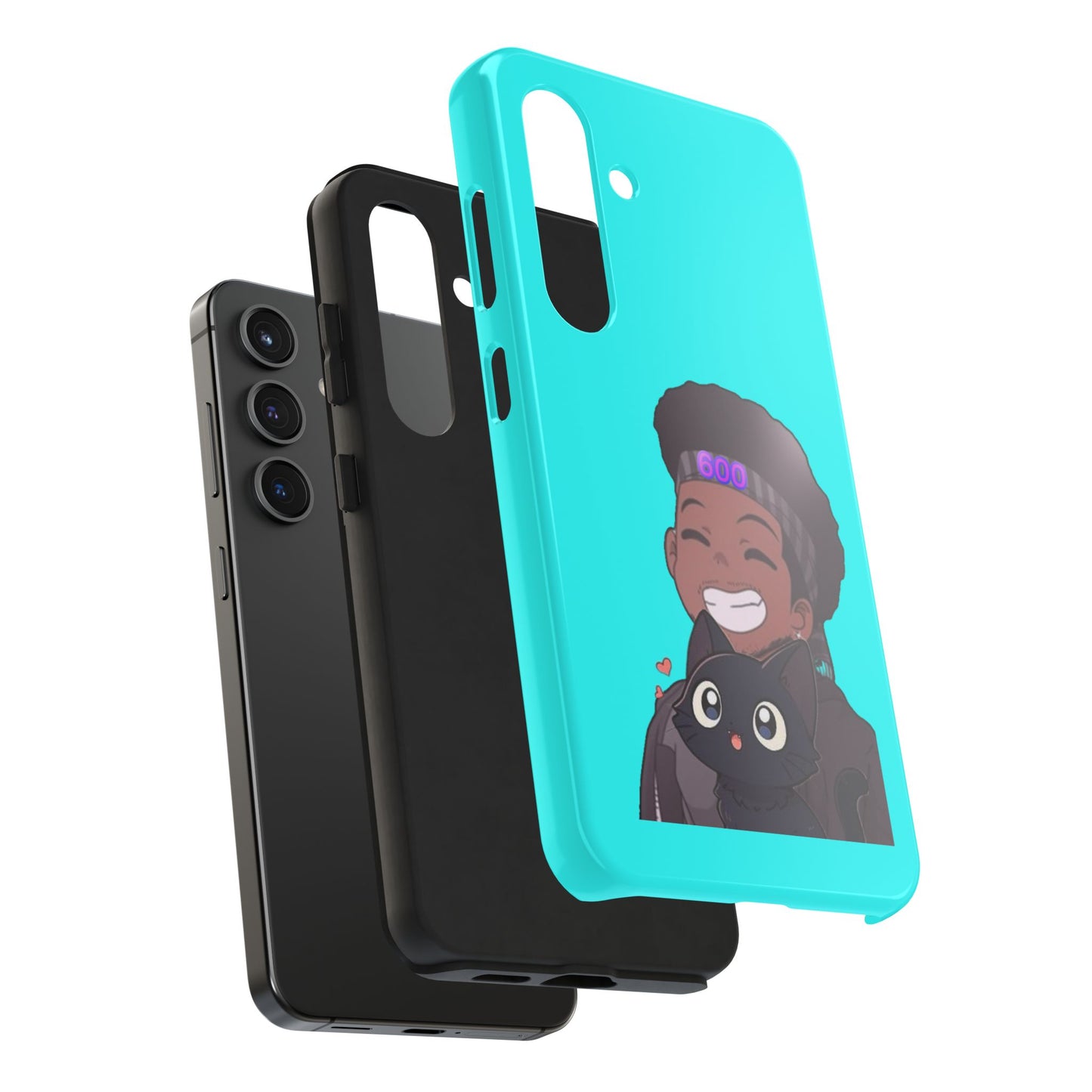 Black Cat Case (cyan)