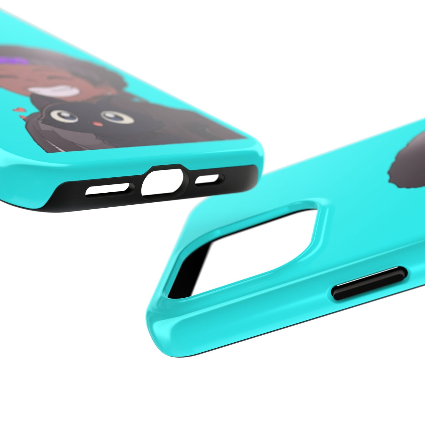 Black Cat Case (cyan)