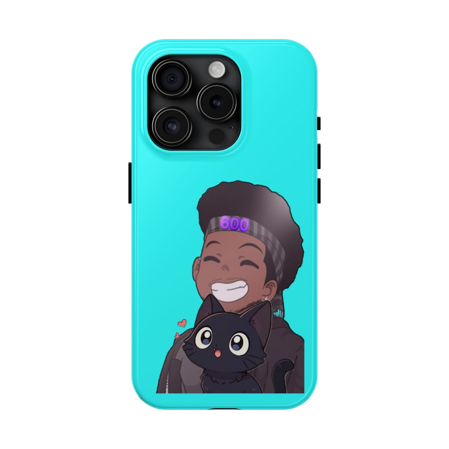 Black Cat Case (cyan)