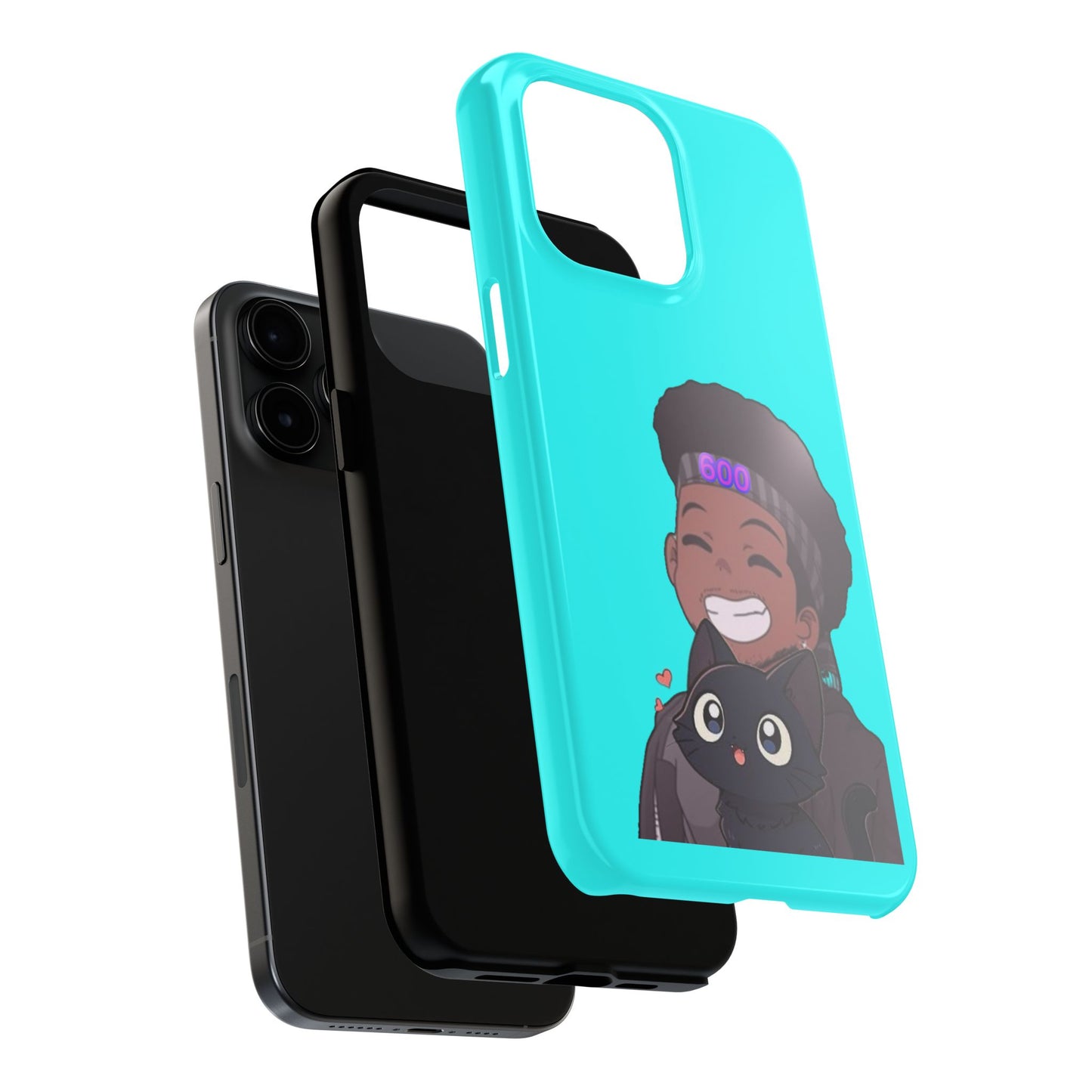 Black Cat Case (cyan)