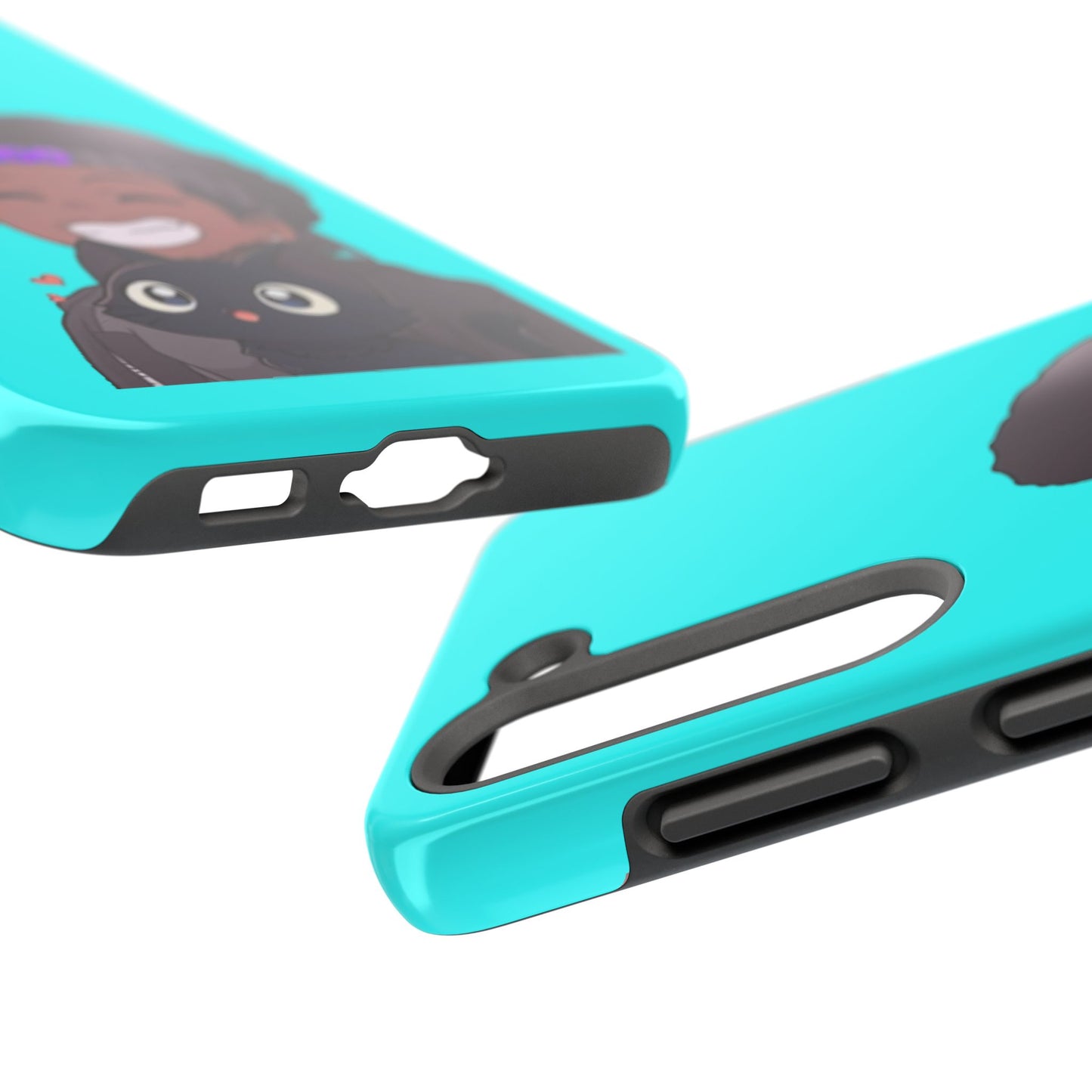 Black Cat Case (cyan)