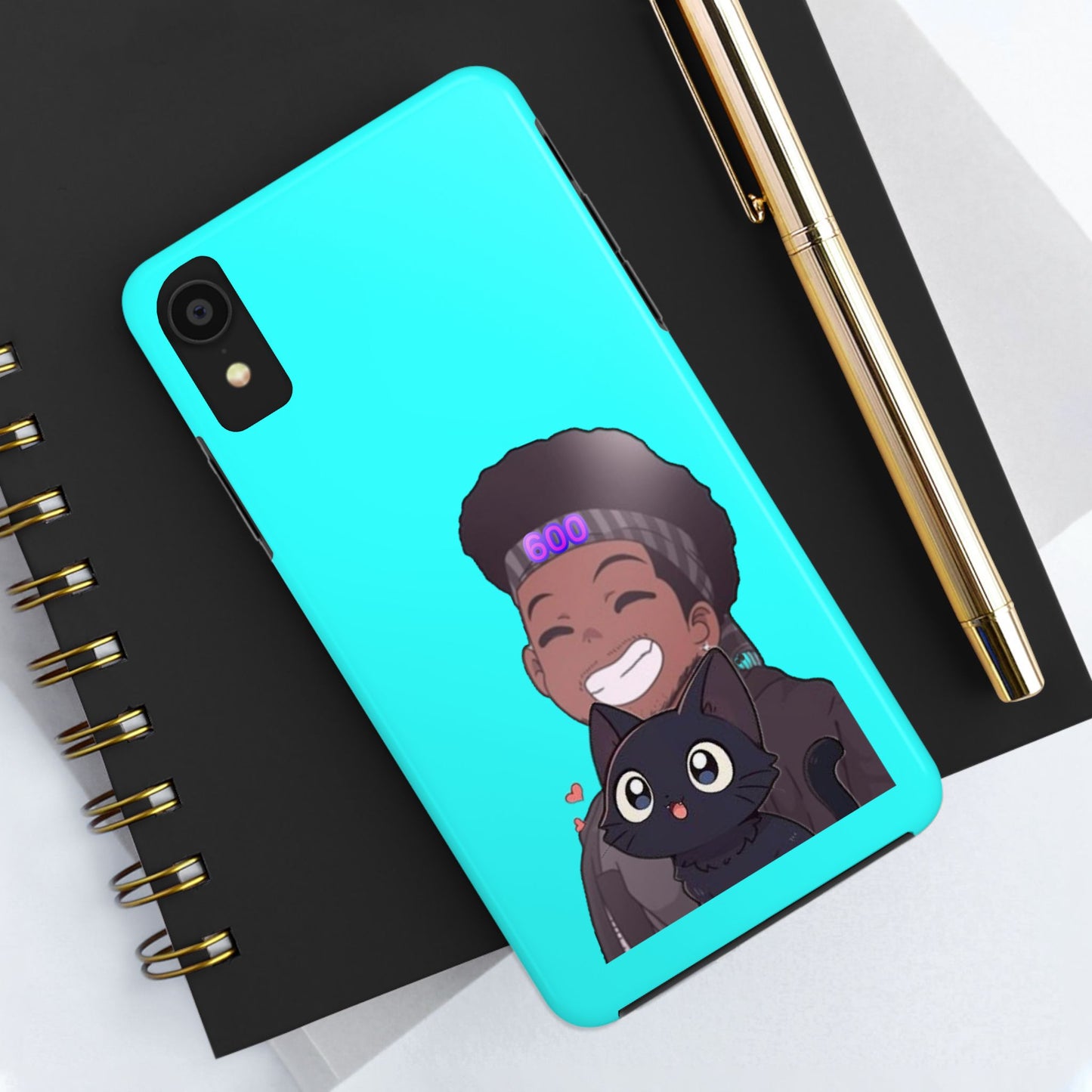Black Cat Case (cyan)