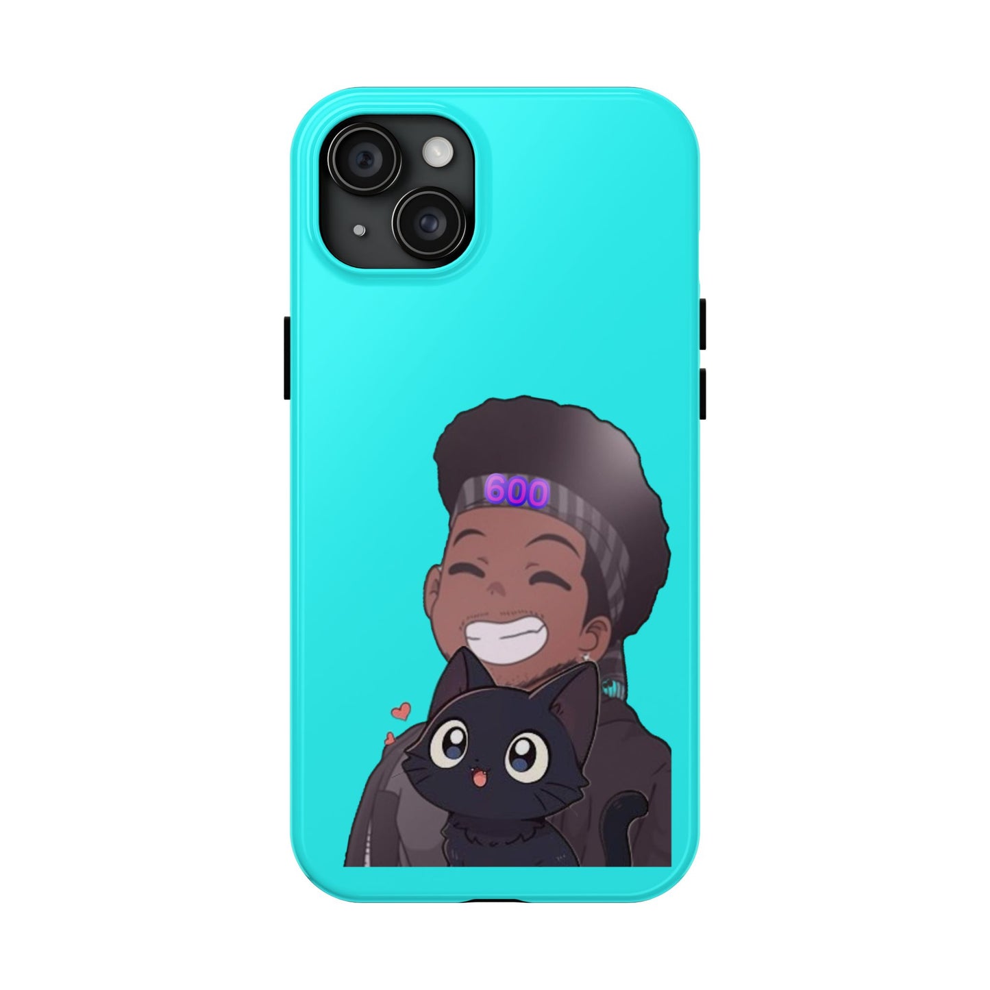 Black Cat Case (cyan)