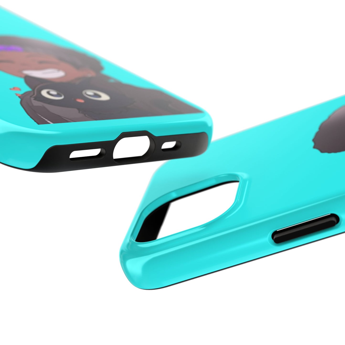 Black Cat Case (cyan)