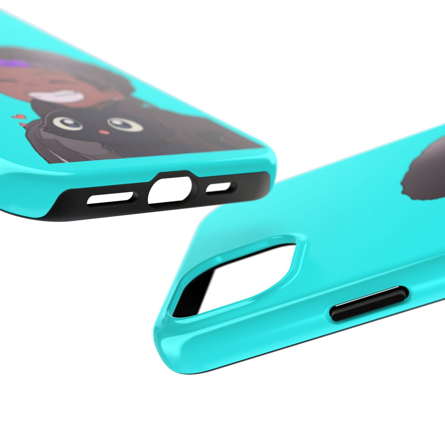 Black Cat Case (cyan)