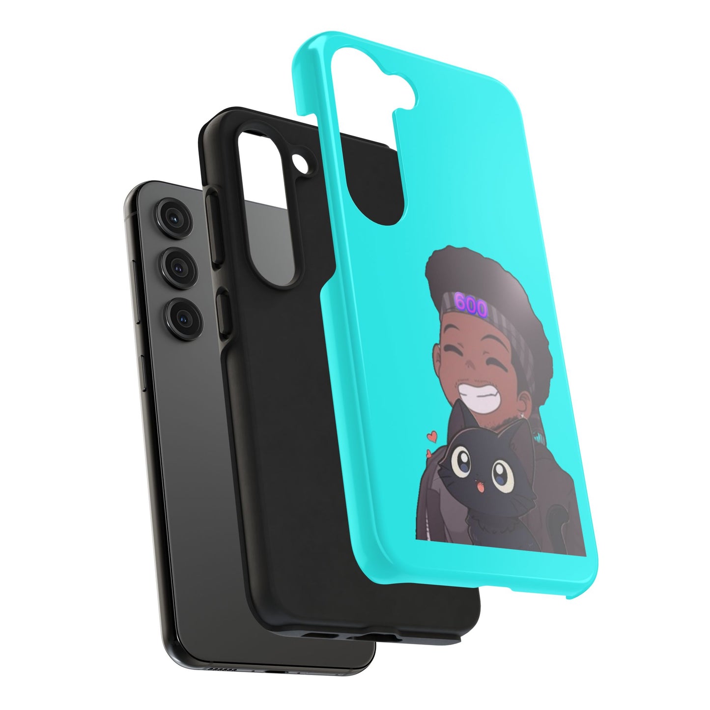 Black Cat Case (cyan)