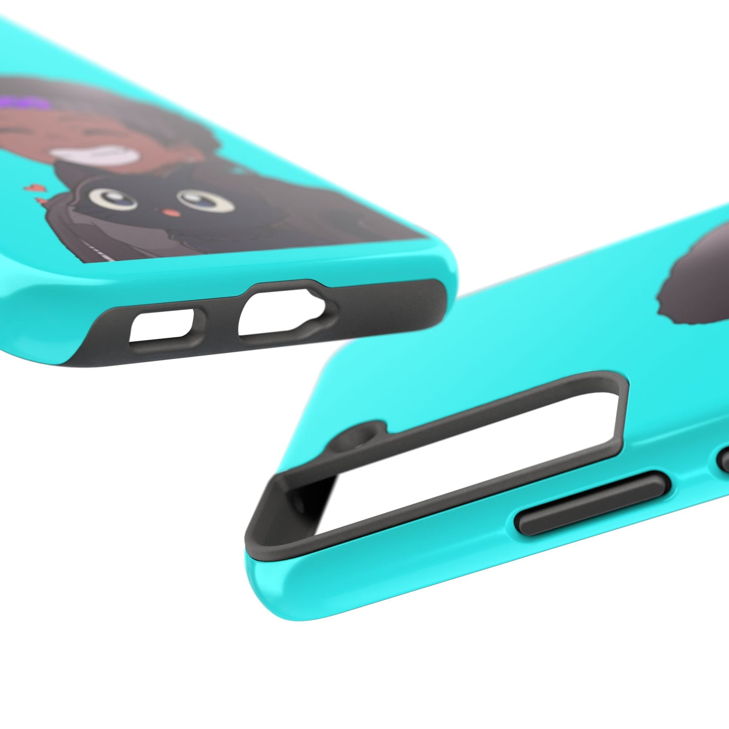 Black Cat Case (cyan)