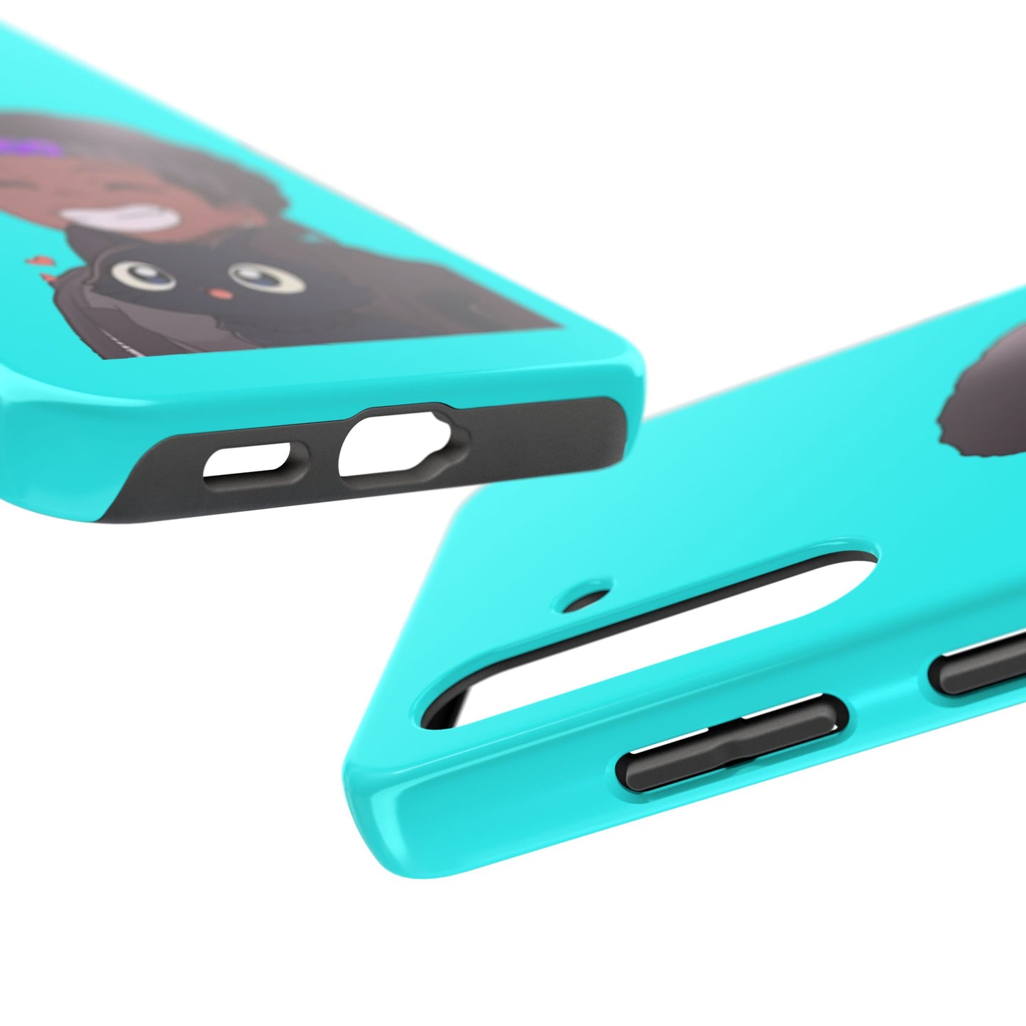 Black Cat Case (cyan)