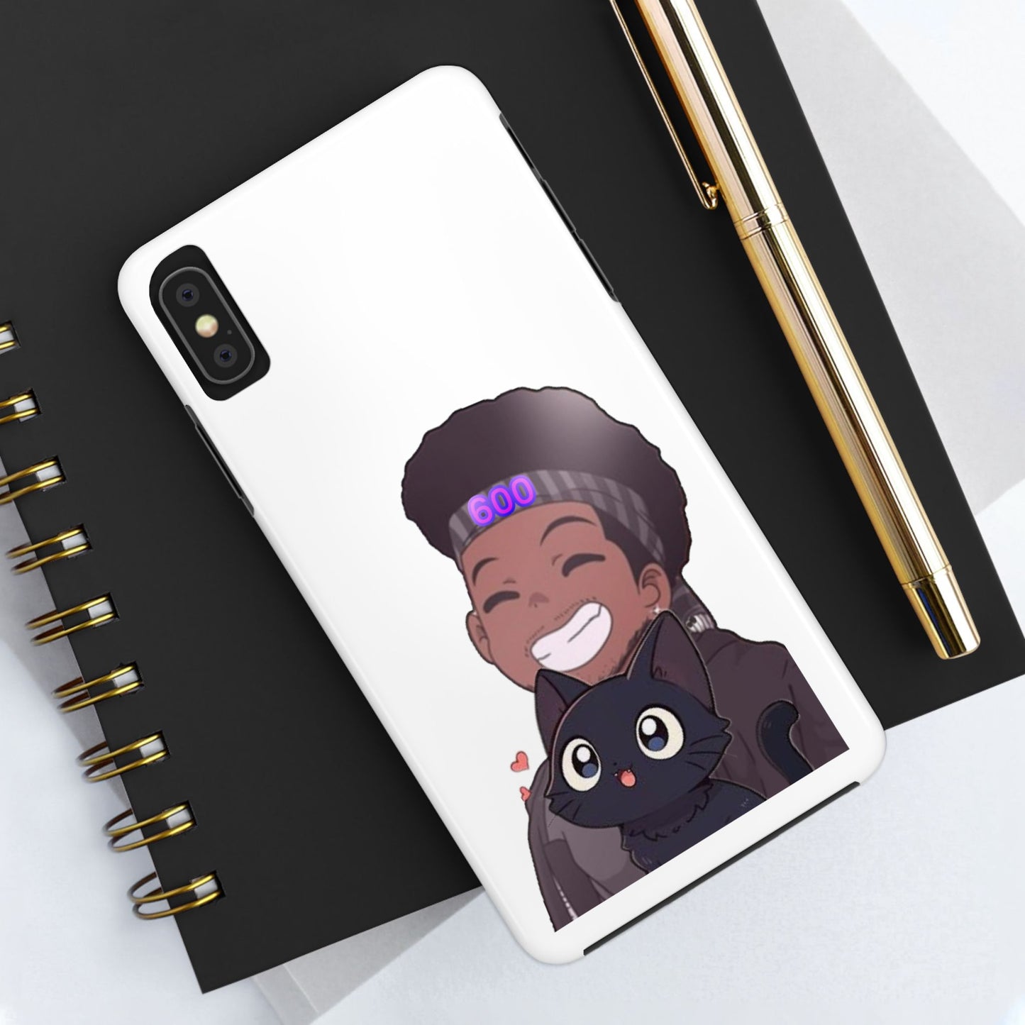 Black Cat Case (white)
