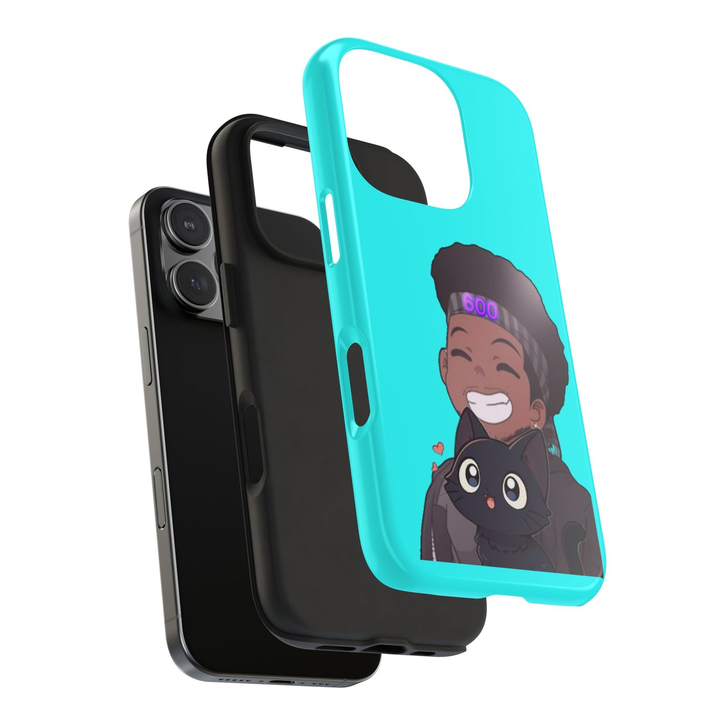 Black Cat Case (cyan)