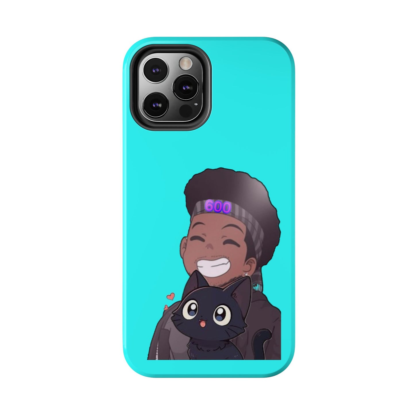 Black Cat Case (cyan)