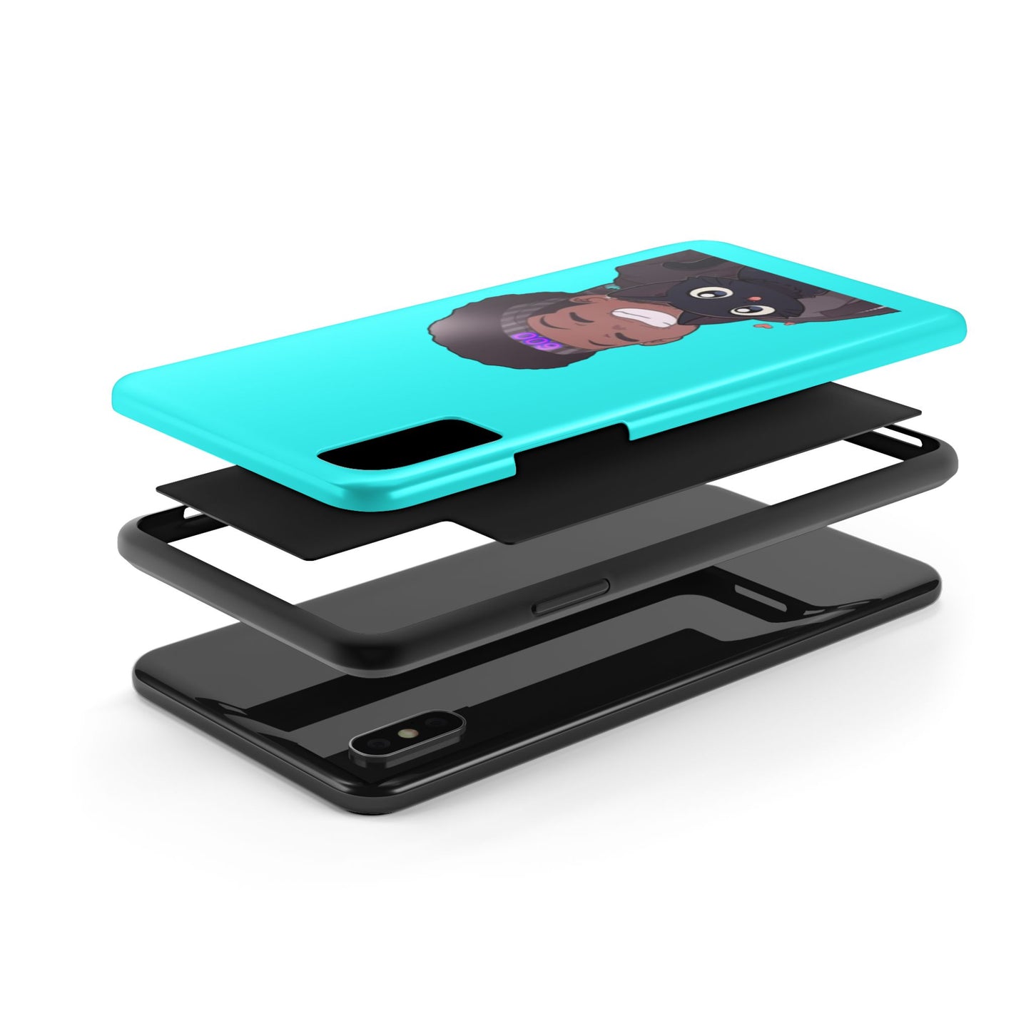 Black Cat Case (cyan)