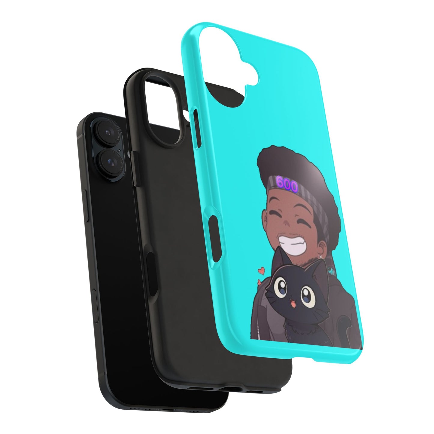 Black Cat Case (cyan)