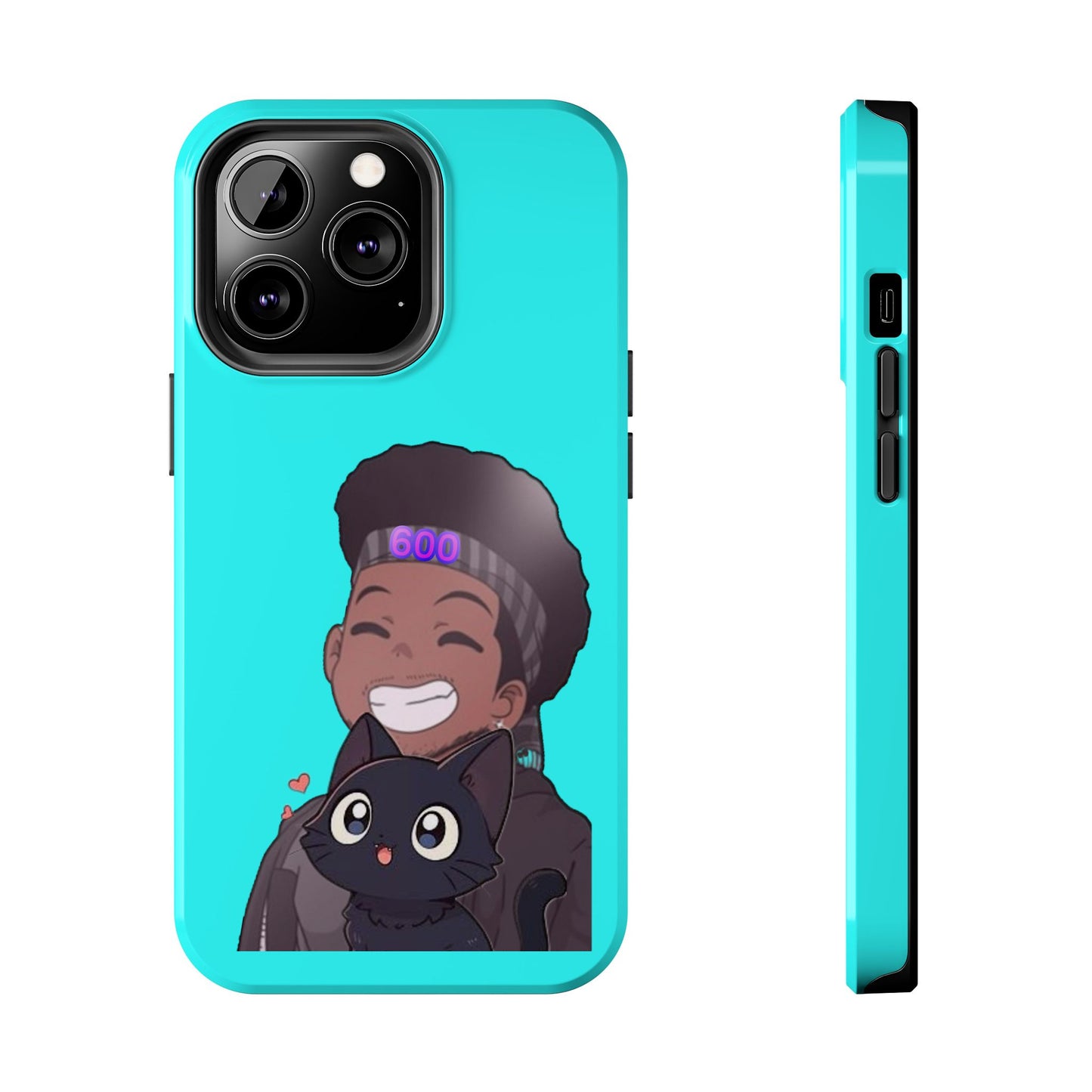 Black Cat Case (cyan)