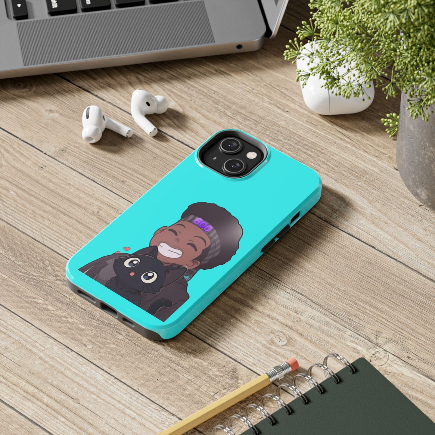 Black Cat Case (cyan)