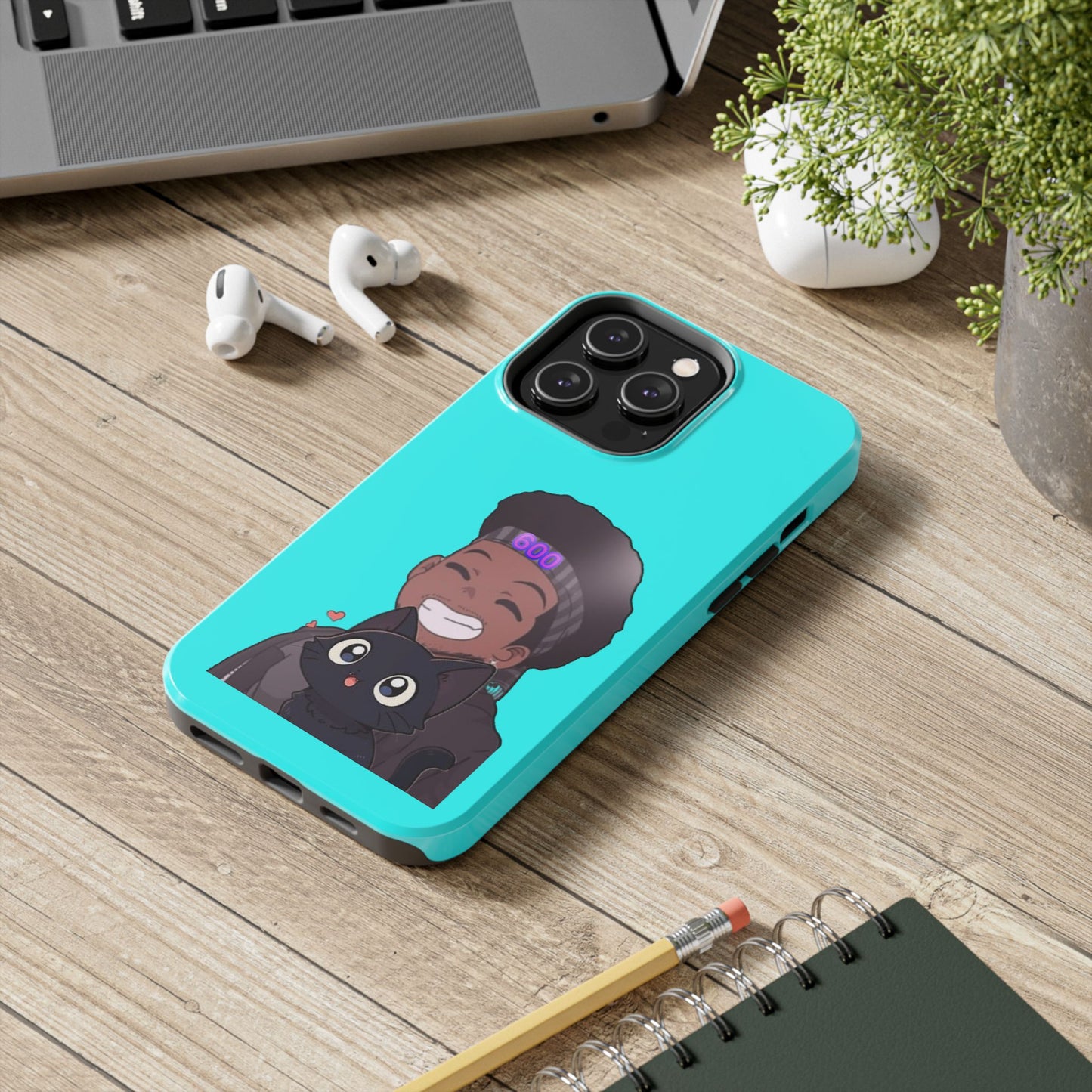 Black Cat Case (cyan)