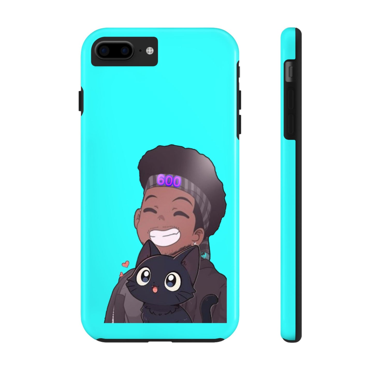 Black Cat Case (cyan)