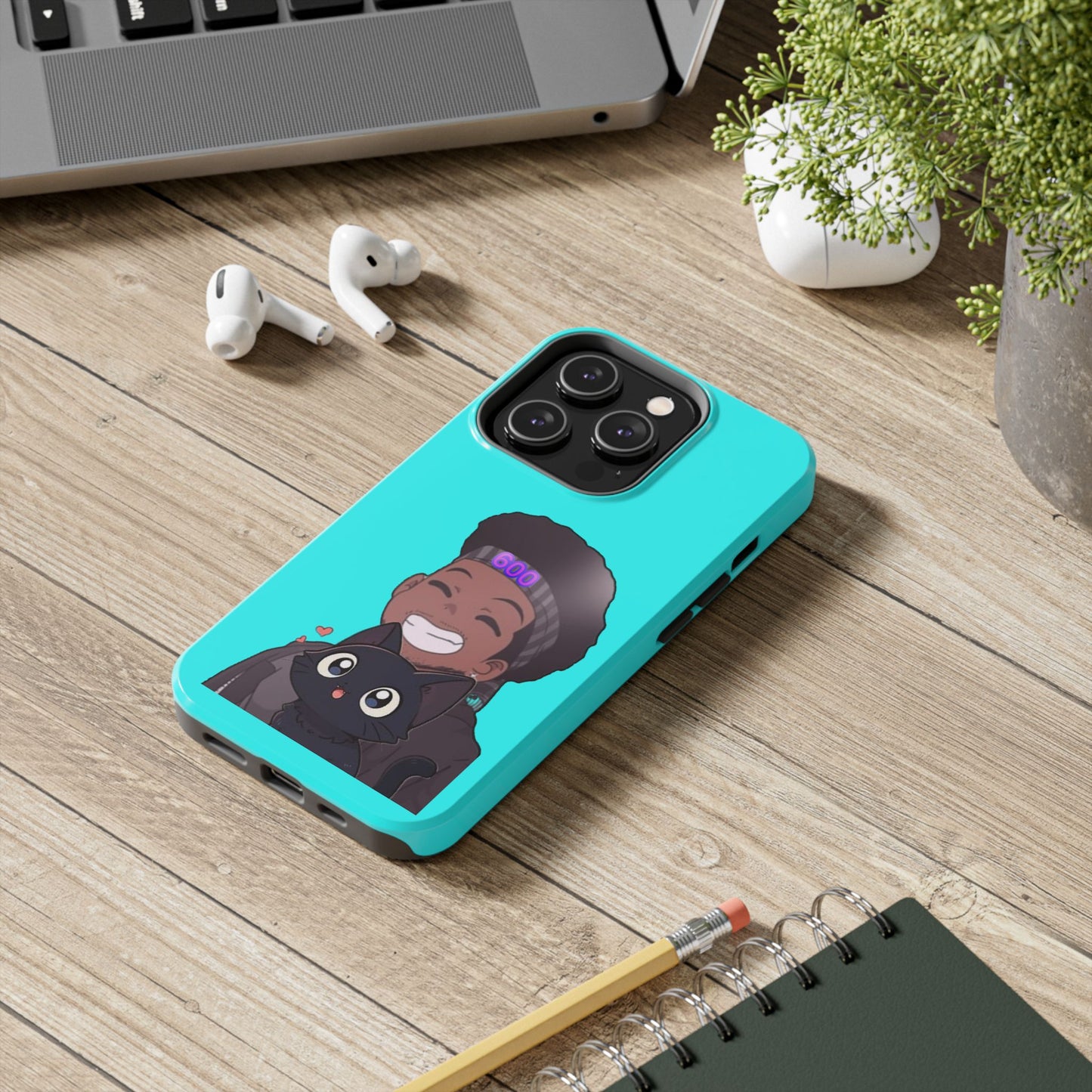 Black Cat Case (cyan)